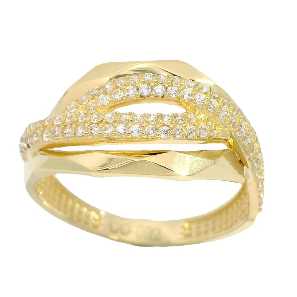 Anillo diseño circonitas en oro de 18k