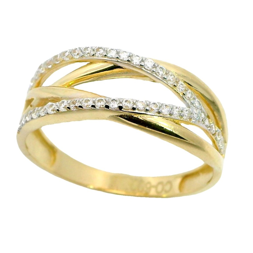 Anillo bandas circonitas en oro de 18k