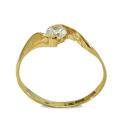 Anillo solitario ondulado circonita oro 18k