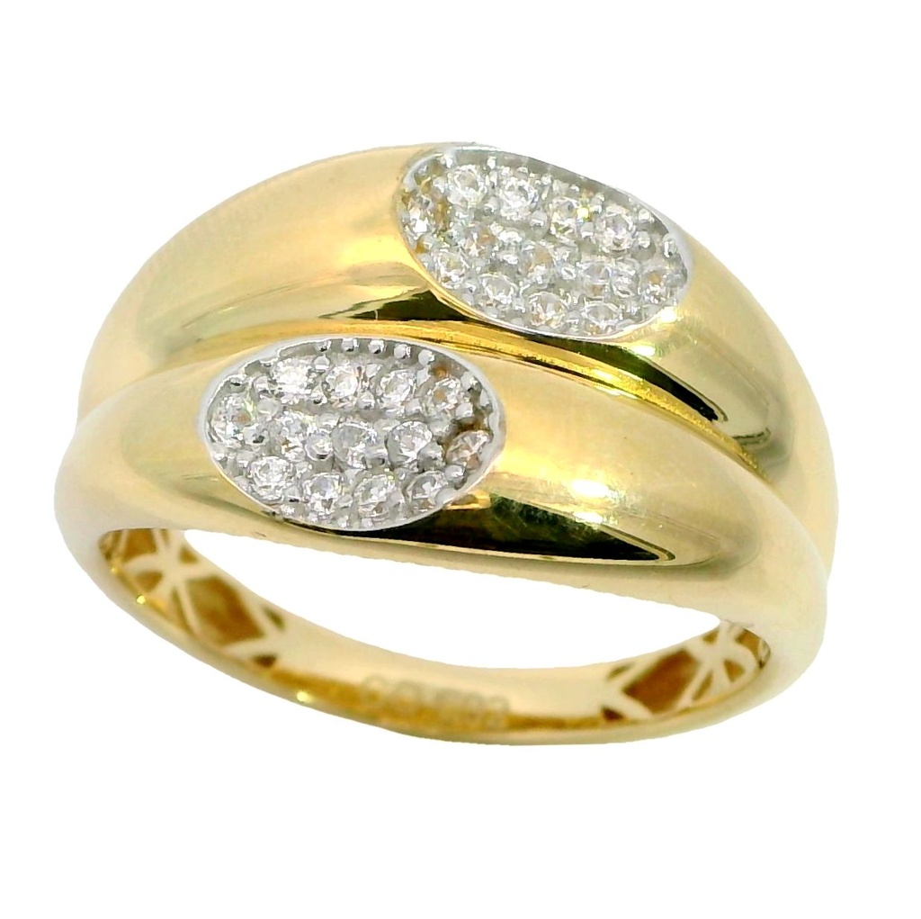 Anillo doble cuerpo circonitas oro 18k