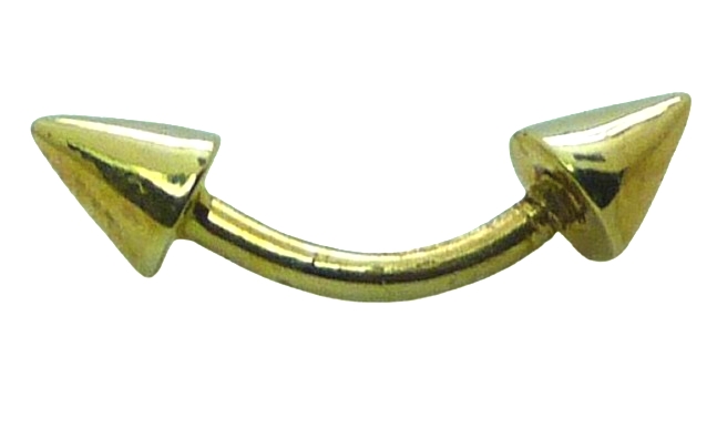 Piercing para ceja doble cono oro 18k