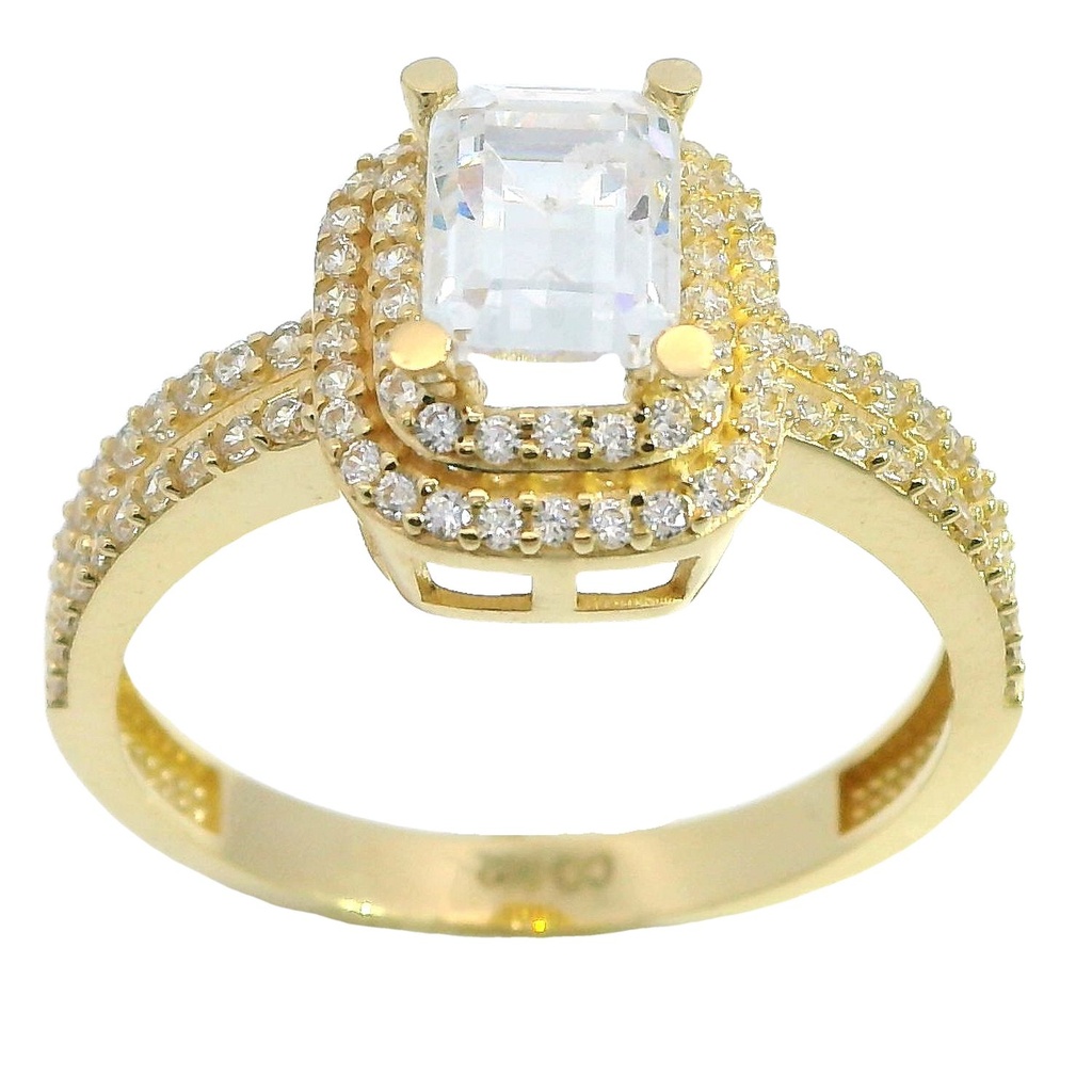 Anillo orlas piedra rectangular oro 18k