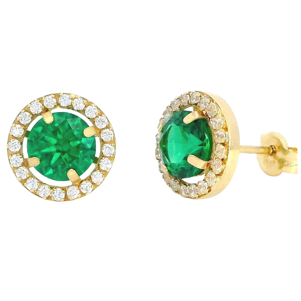 Pendientes orla piedra verde oro de 18k