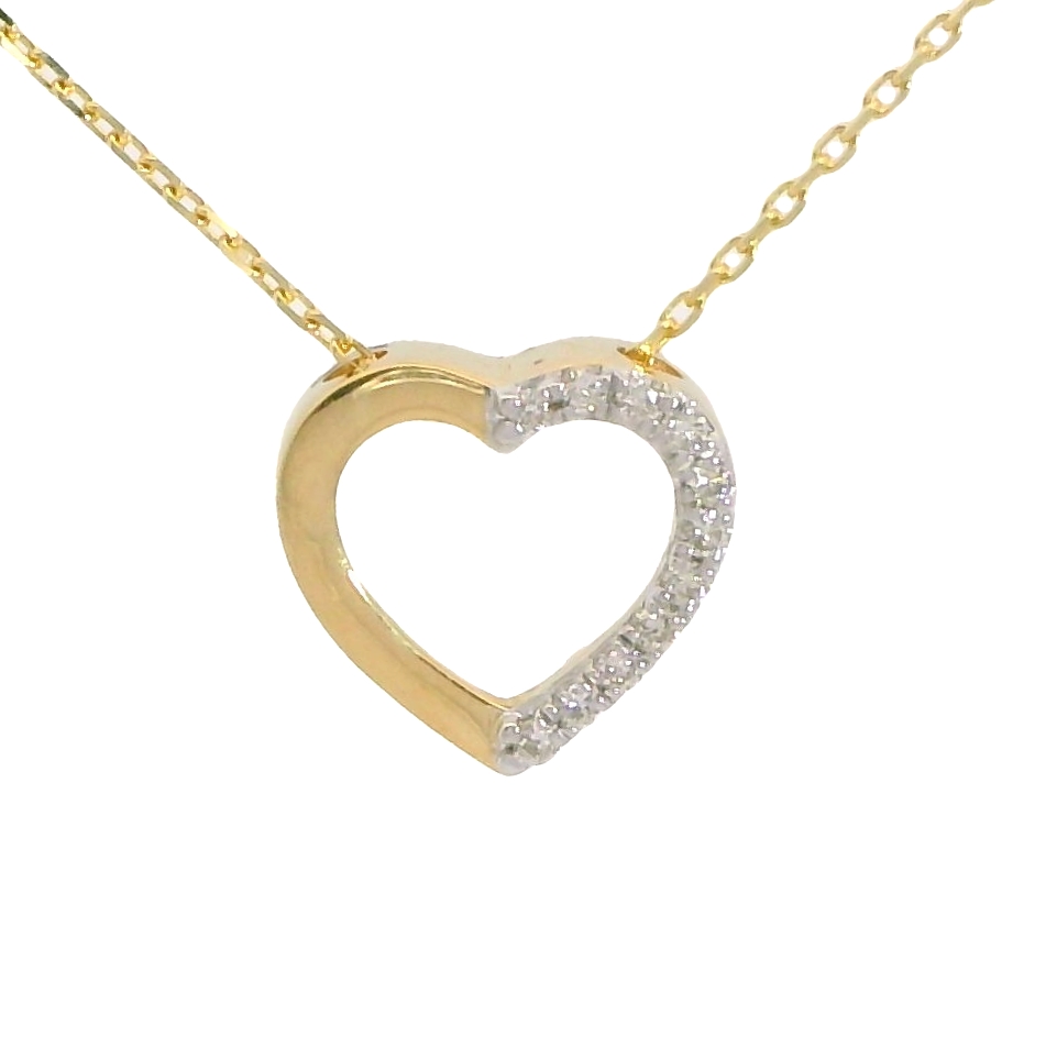 Gargantilla corazon con 11 brillantes 0.04 CT TW H-SI. oro 18k