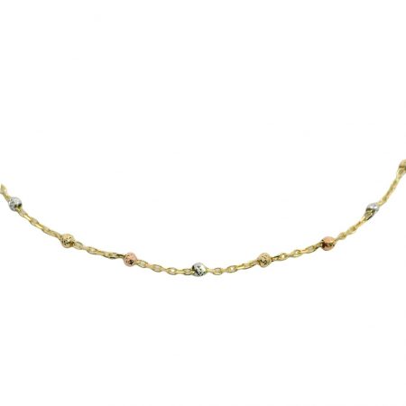 Gargantilla de bolas en tricolor de oro de 18k