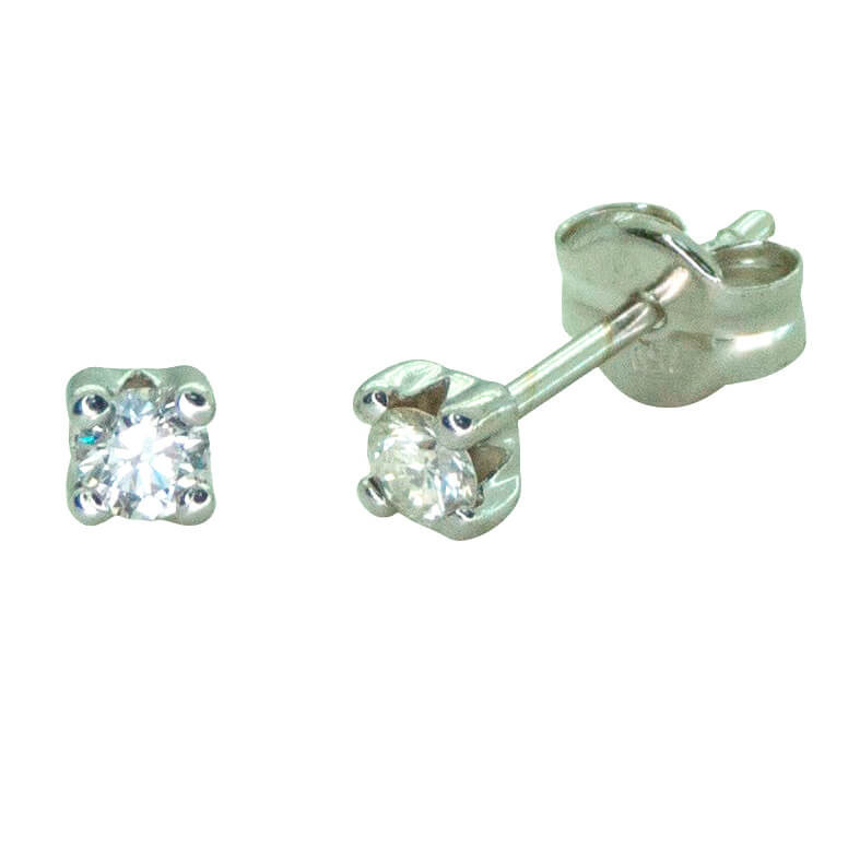 Pendientes de diamante garras 2,5mm. oro blanco 18k