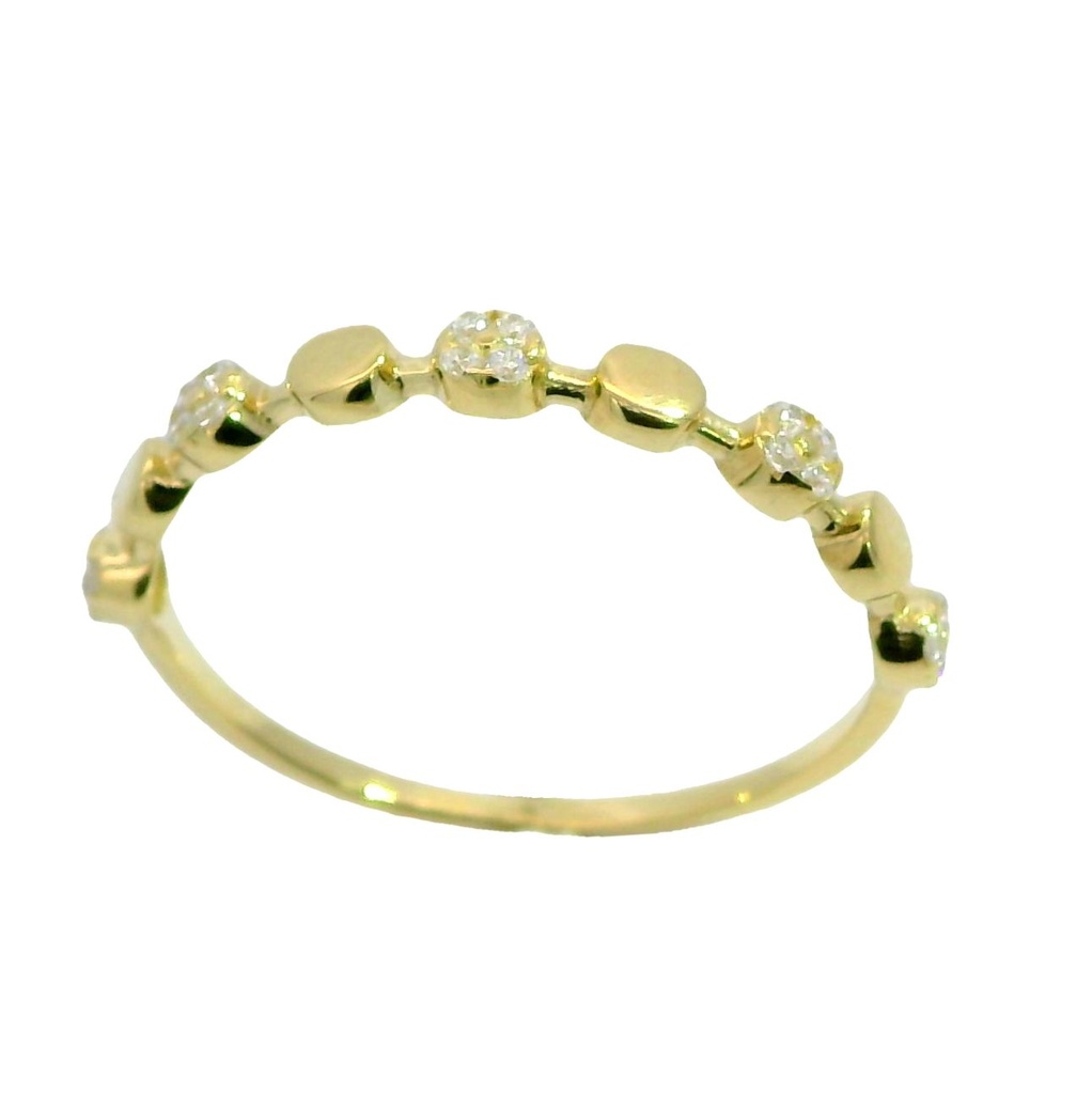 Anillo fino con circonitas y bolas oro 18k
