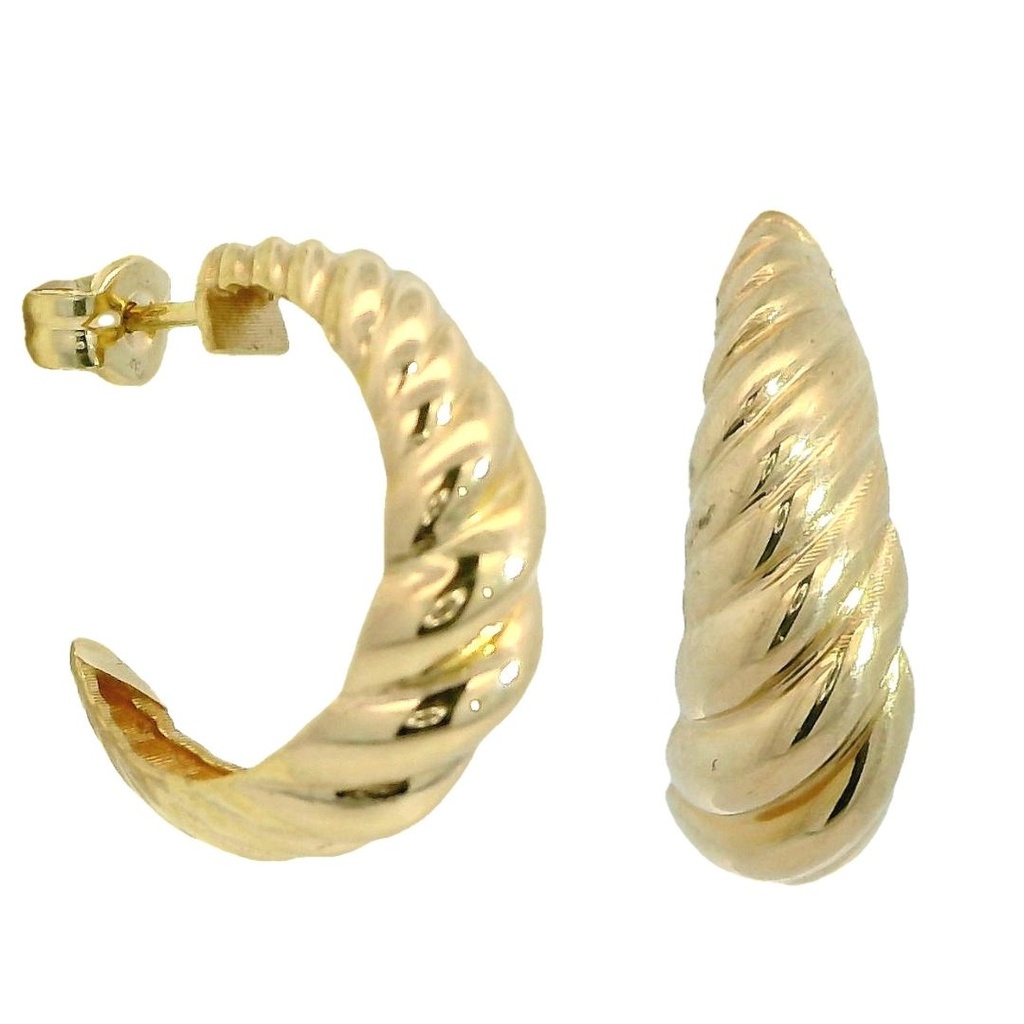 Aros tallados en gallon 17x6MM. oro 18k