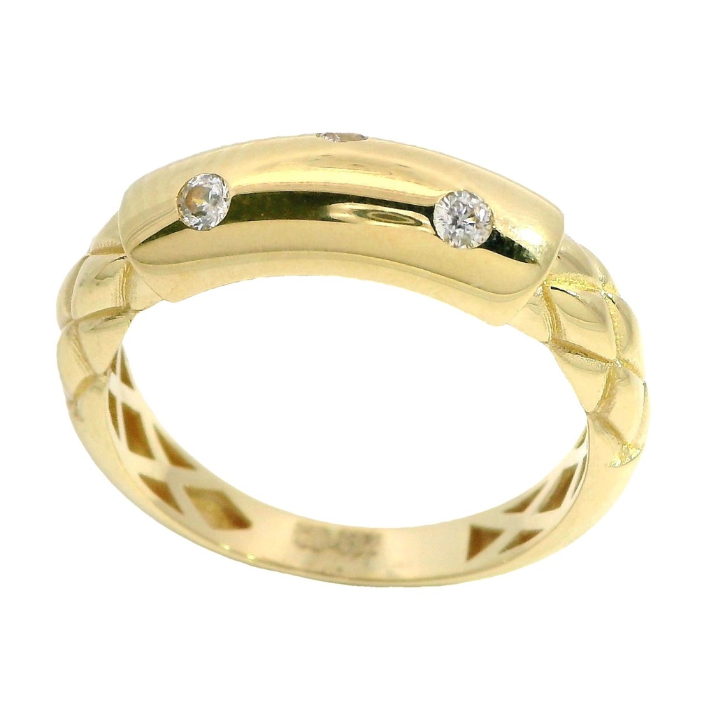 Anillo tallado panter y circonitas oro 18k