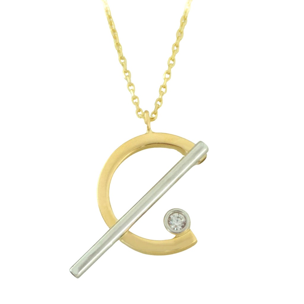 Gargantilla de diseño italia bicolor circonita oro 18k