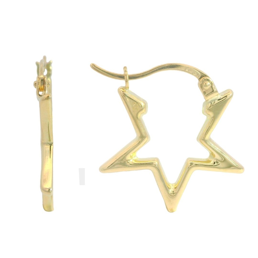 Aros con forma de estrella 20x20x1'5MM. oro 18k