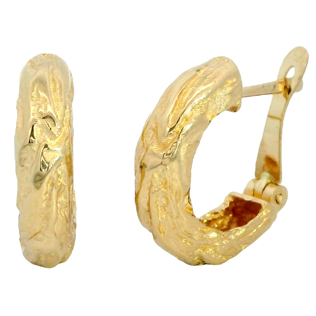 Pendientes medio aro barroco en oro de 18k