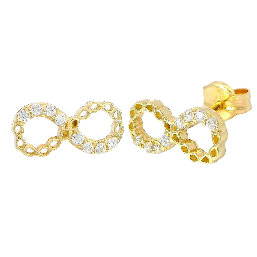 Pendientes infinito circonitas en oro de 18k