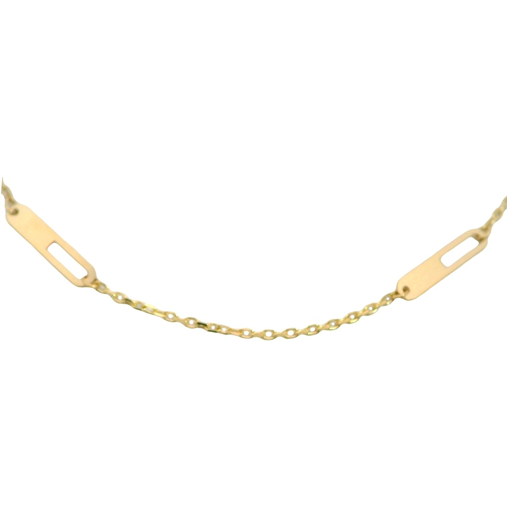 Gargantilla fina eslabones y placa calada oro 18k