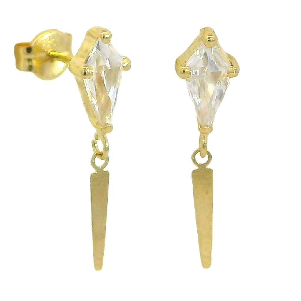 Pendientes con circonita cometa oro 18k