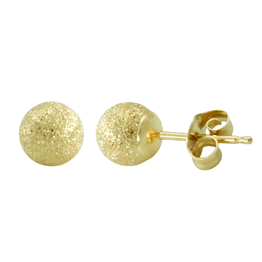 Pendientes bola de 5mm.tallada en oro de 18k