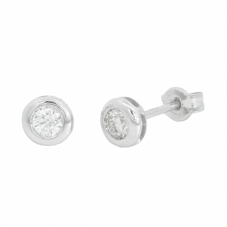 PENDIENTES CHATON FUNDICION  5MM. BRILLANTES H-SI1 0.20 CT TW.