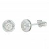 Pendientes chaton de 6mm. con diamante en oro blanco de 18k