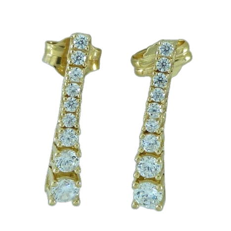 Pendientes chorrera circonitas oro de 18k