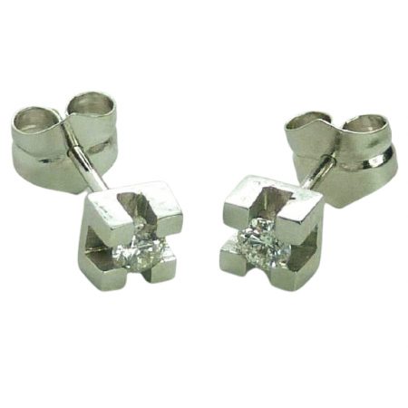 Pendientes con diamante oro blanco de 18k