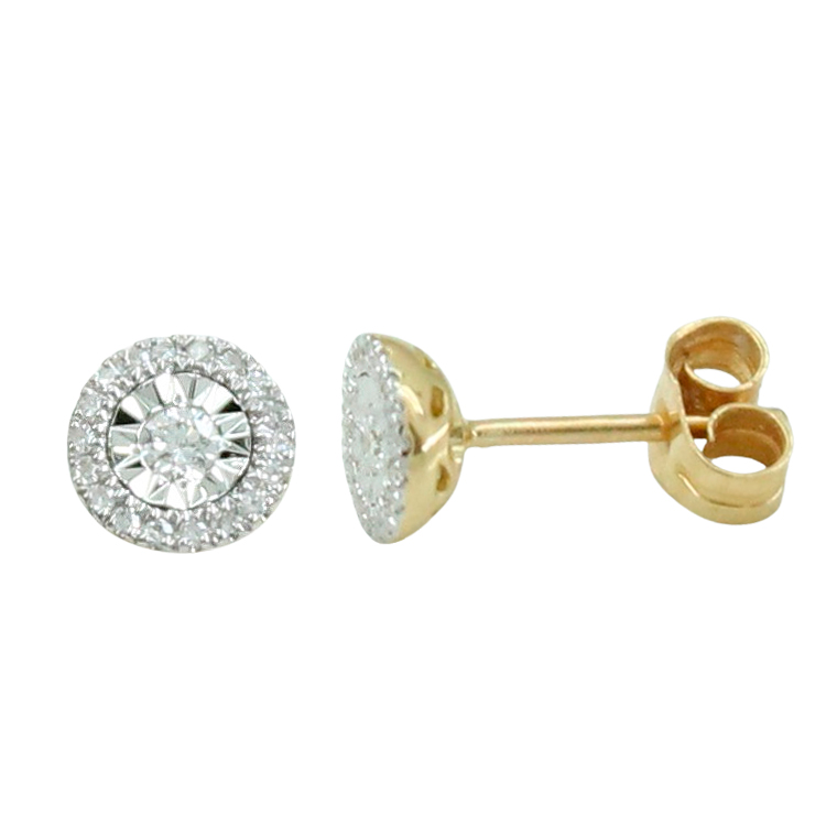 Pendientes con diamantes 4mm. oro de 18k