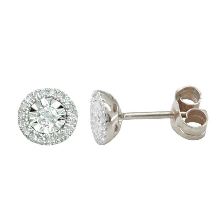 Pendientes de diamantes 4mm. oro blanco 18k