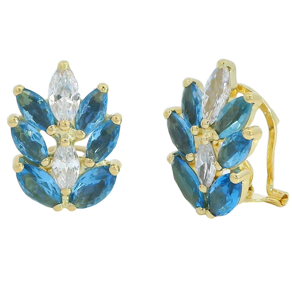 Pendientes espiga con circonitas color oro de 18k