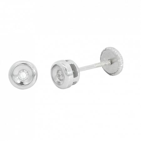 Pendientes chaton de 4.5mm.con diamante oro blanco de 18k