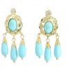 Pendientes cubana color turquesa oro de 18k