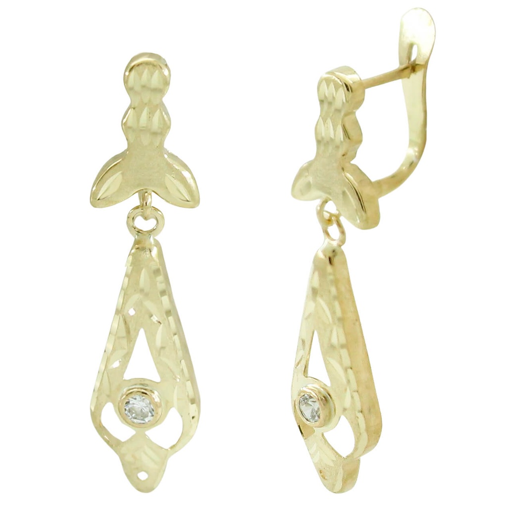 Pendientes cubanita pera circonita oro 18k