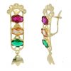 Pendientes semaforos piedras colores en oro de 18k