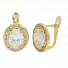 Pendiente orla circonitas en oro de 18k