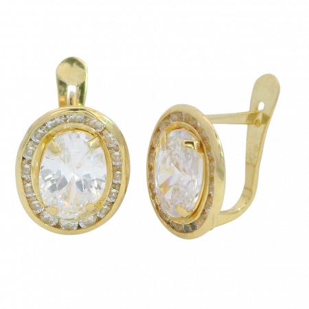 Pendiente orla circonitas en oro de 18k
