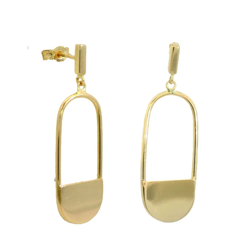 Pendientes largos ovalados en oro de 18k