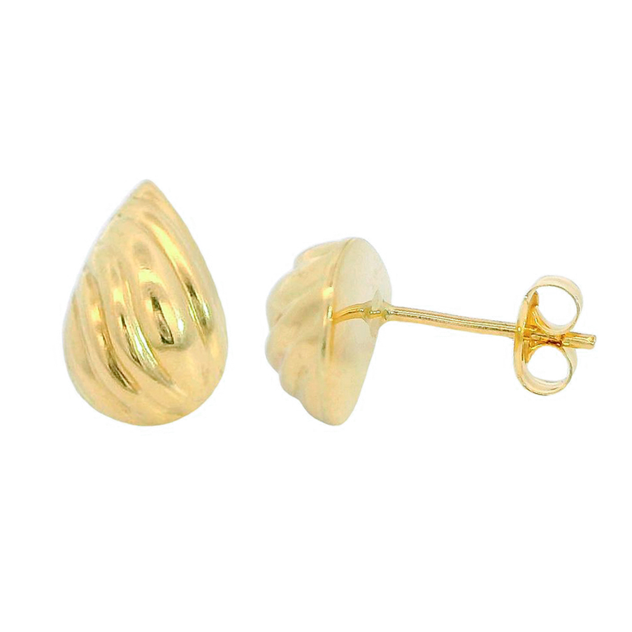 Pendientes gota tallada gallon 12x8MM. oro 18k