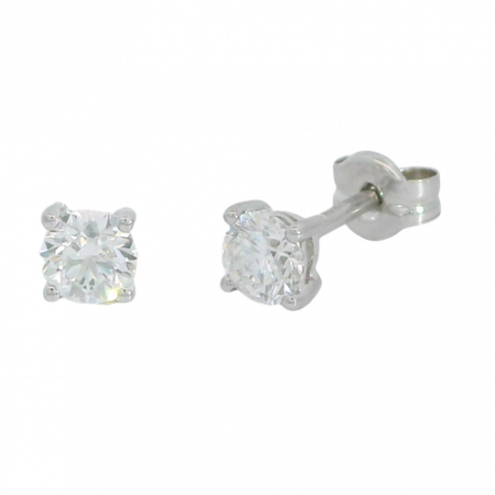 Pendientes de diamante 4mm. garras oro blanco 18k