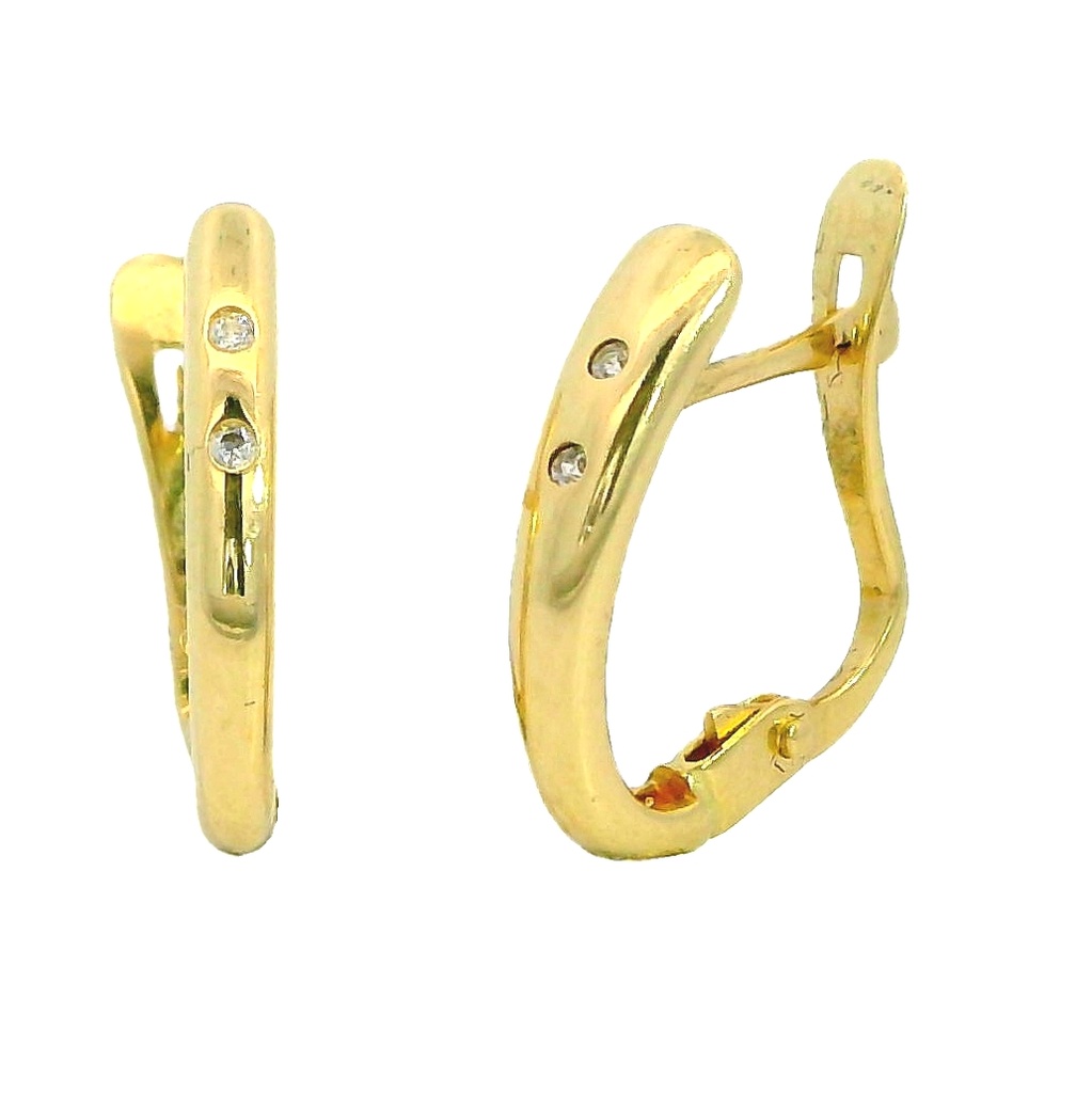 Pendientes medio aro circonitas oro de 18k
