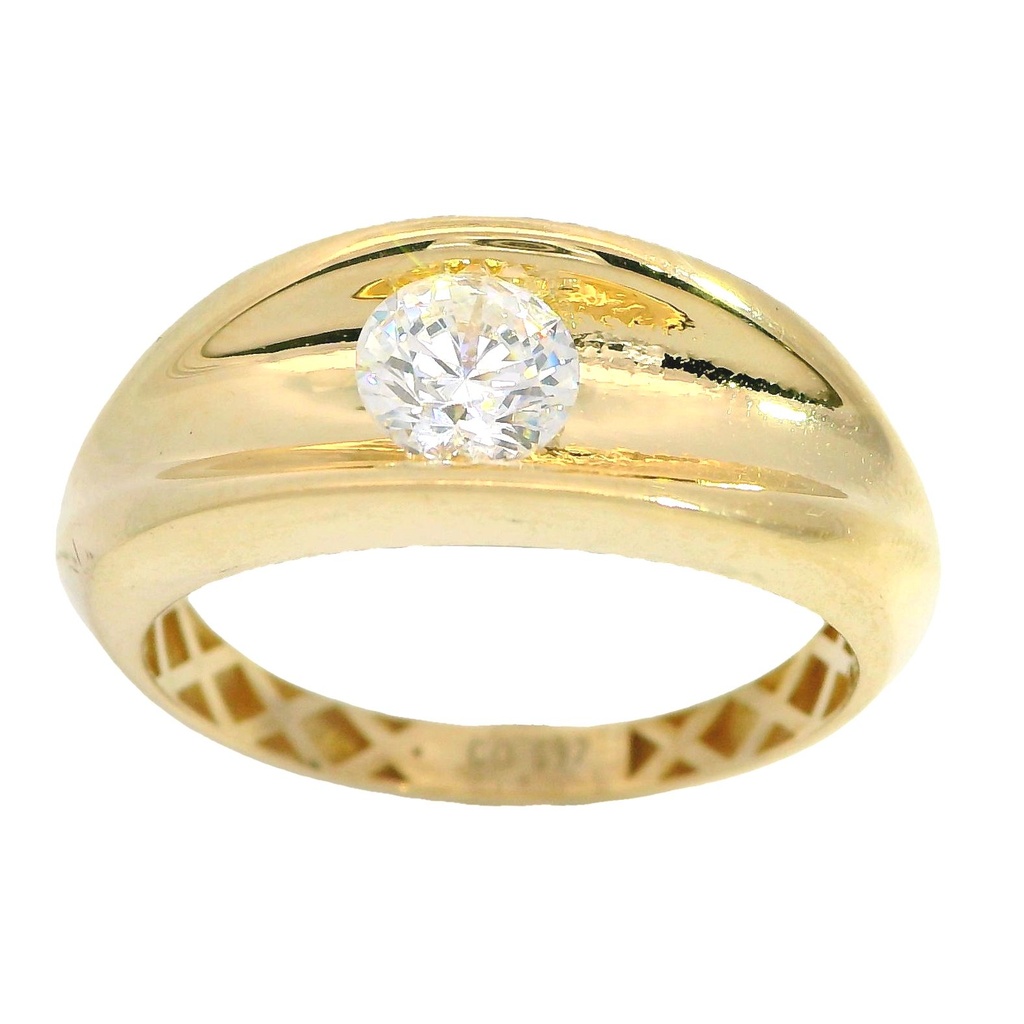 Anillo solitario con circonita en oro de 18k