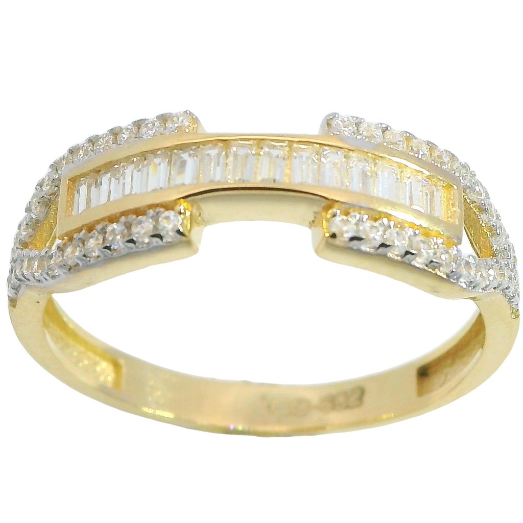 Anillo bagues y circonitas en oro de 18k