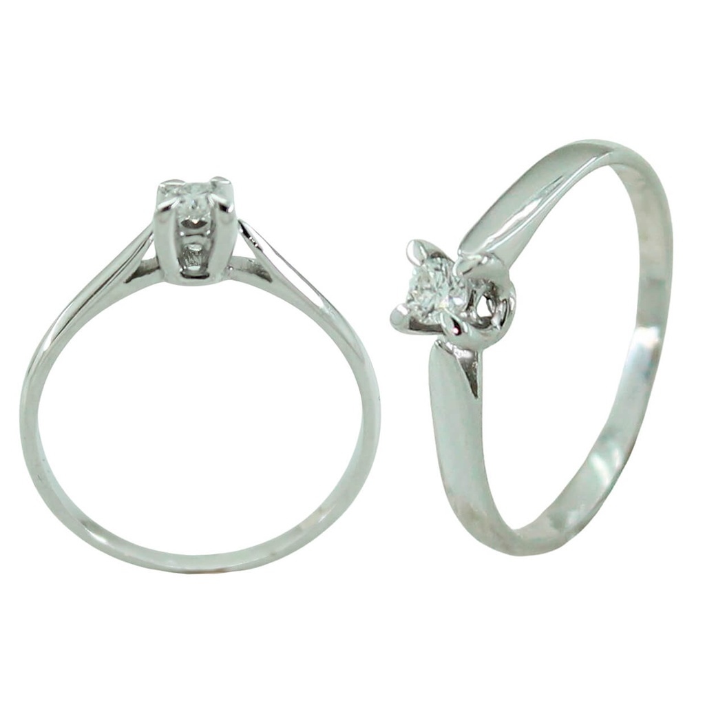 Anillo solitario con diamante oro blanco 18k