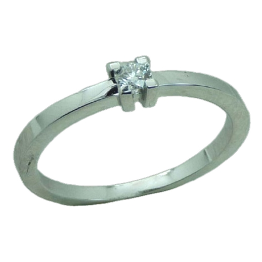 Anillo solitario con diamante 3,5mm. oro blanco 18k