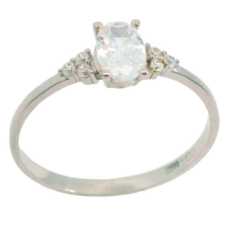 Anillo solitario circonitas oro blanco 18k