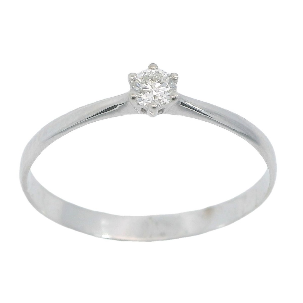 Anillo solitario con diamante 4mm. oro blanco 18k