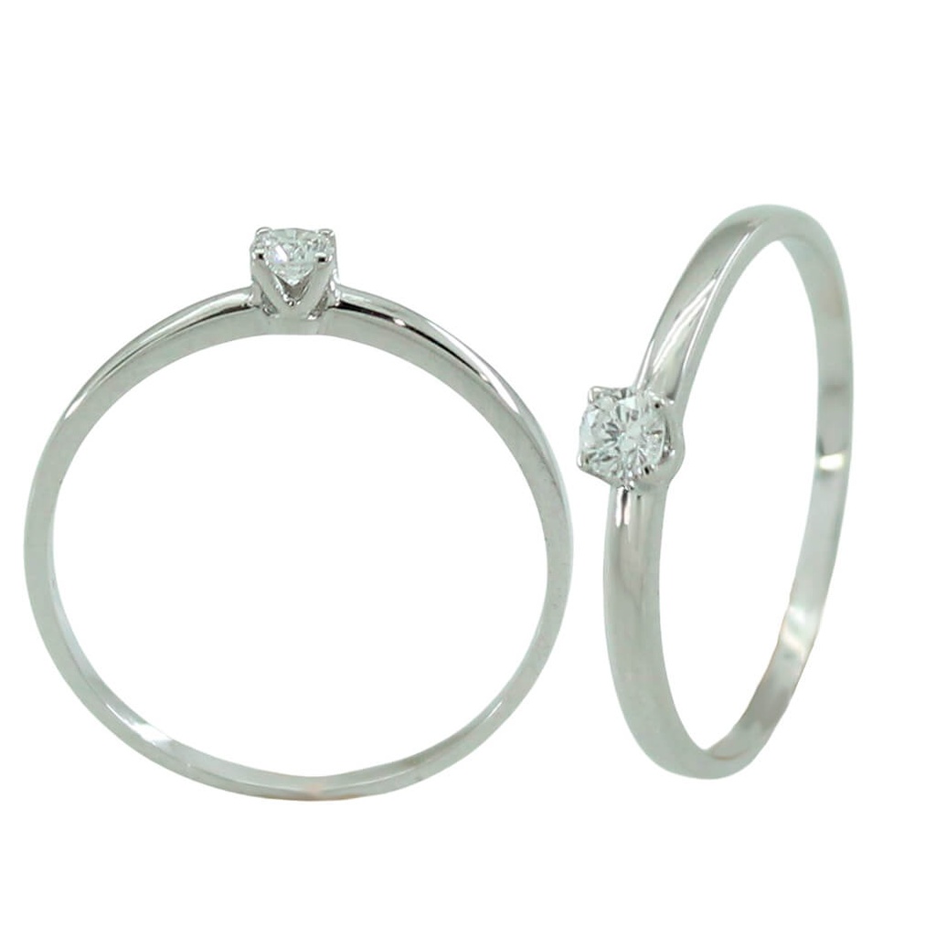Anillo solitario con diamante 4mm. oro blanco 18k