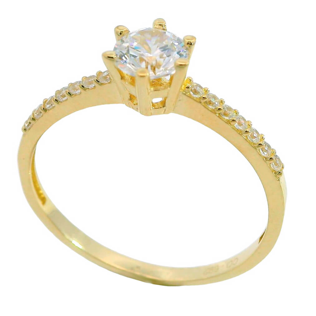 Anillo solitario con circonitas oro 18k