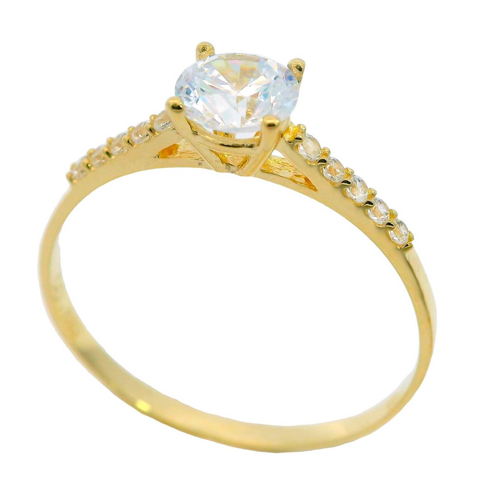 Anillo solitario con circonitas 5mm. oro 18k
