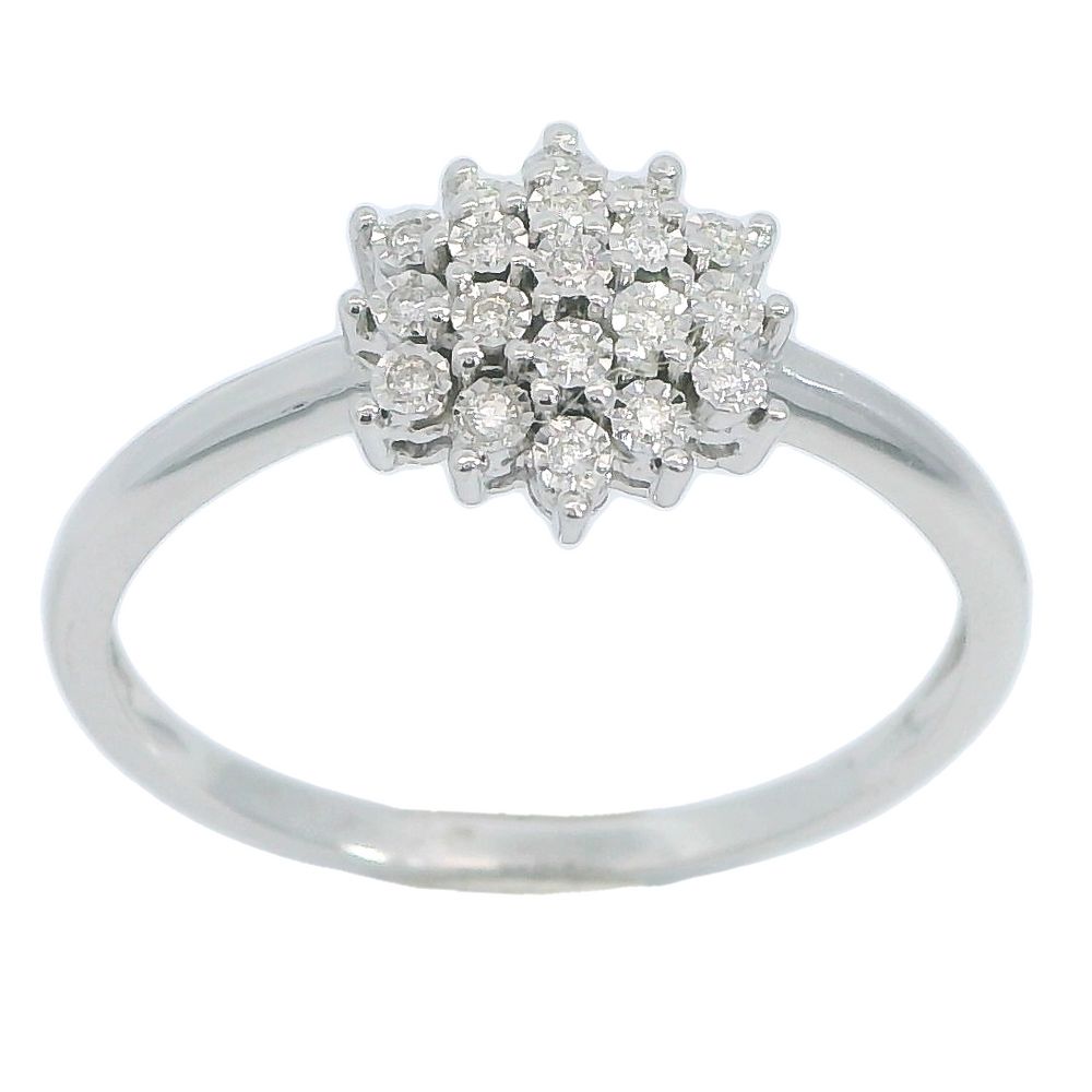 Anillo cuajo de 14 diamantes en oro blanco 18k