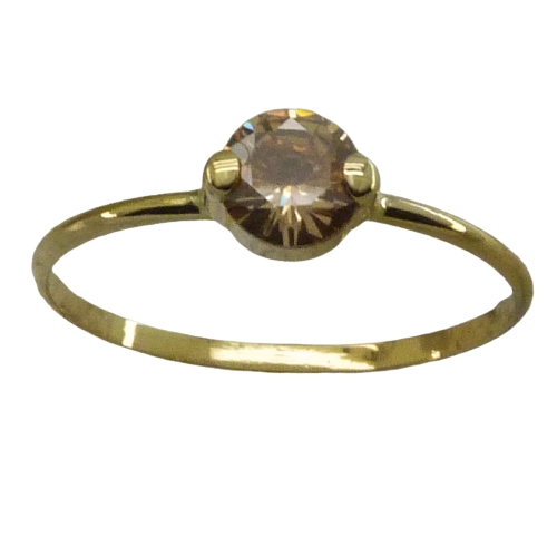 Anillo fino circonita color champagne oro 18k