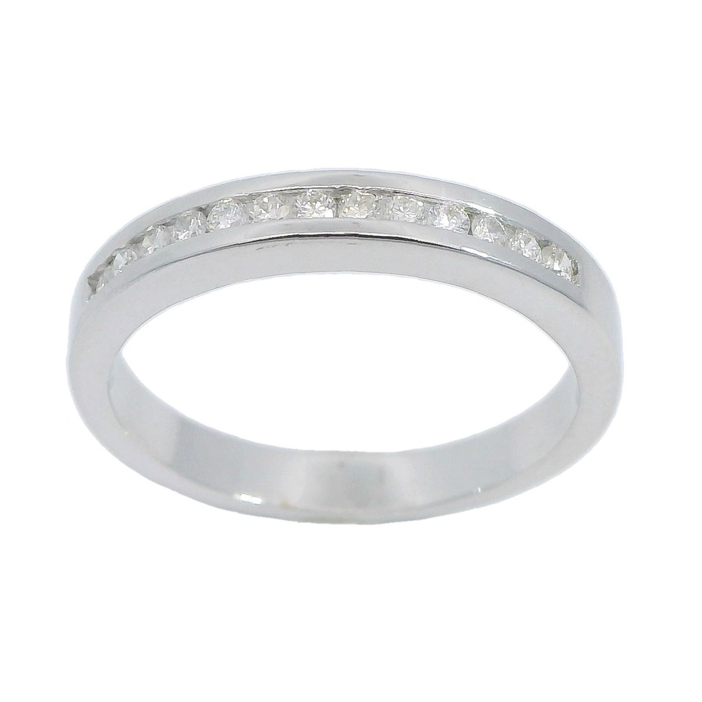 Anillo de diamantes tipo alianza oro blanco 18k