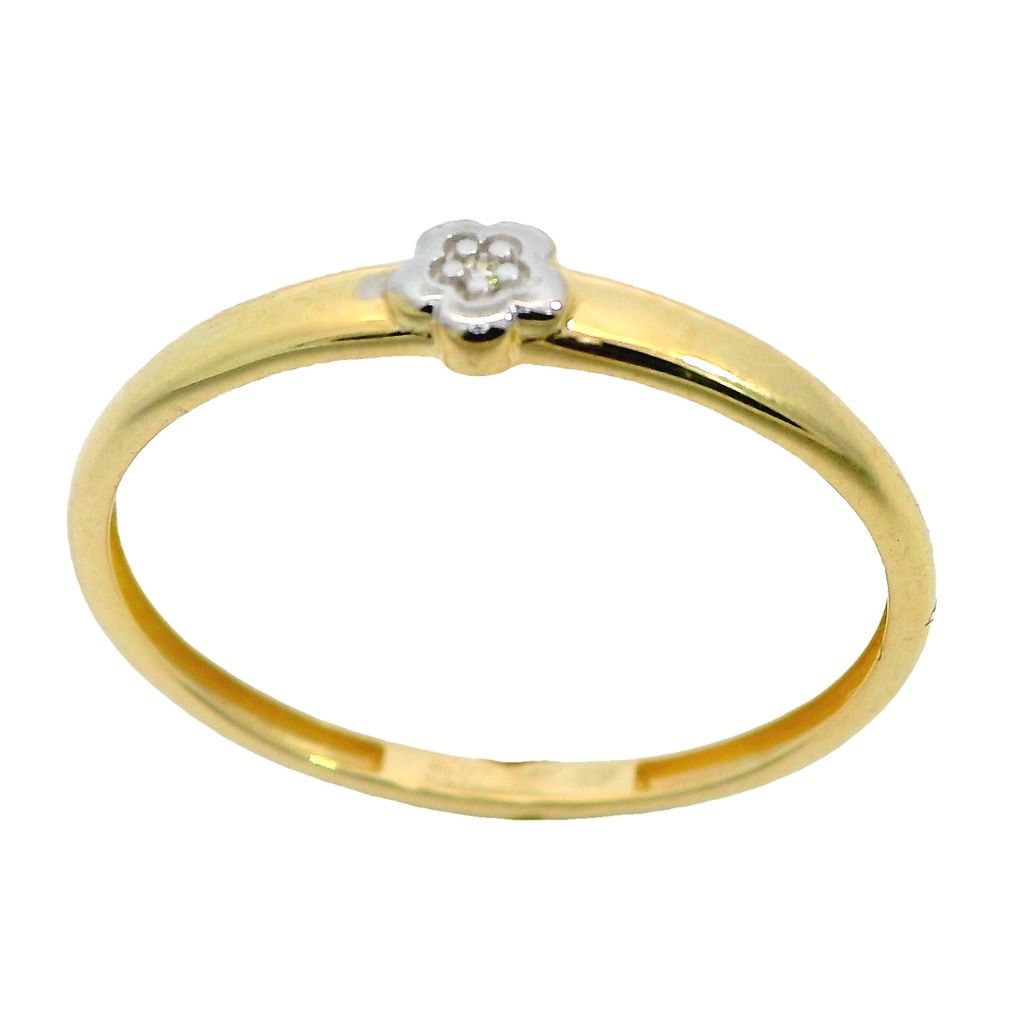 Anillo bicolor flor con circonitas oro 18k